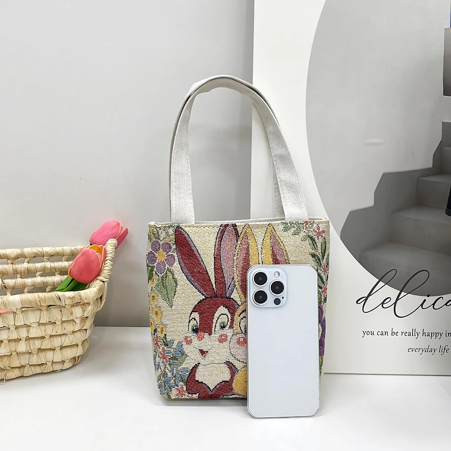 Women'S Embroidered Small Handbag, Simple and Fashionable Wrist Bag, Cosmetics, Key Storage Bags, Suitable for Shopping, Work - A Cat image number 7