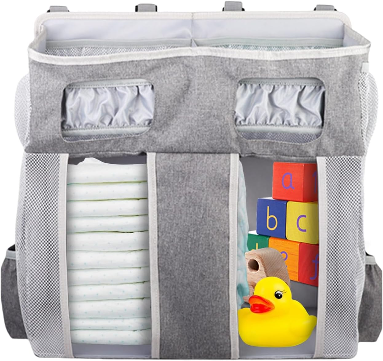 Diaper Organizer | Oxford near Crib Storage Bag - Oxford Diaper Bag with Multiple Compartments Large Capacity Stackable for Boys and Girls image number 6
