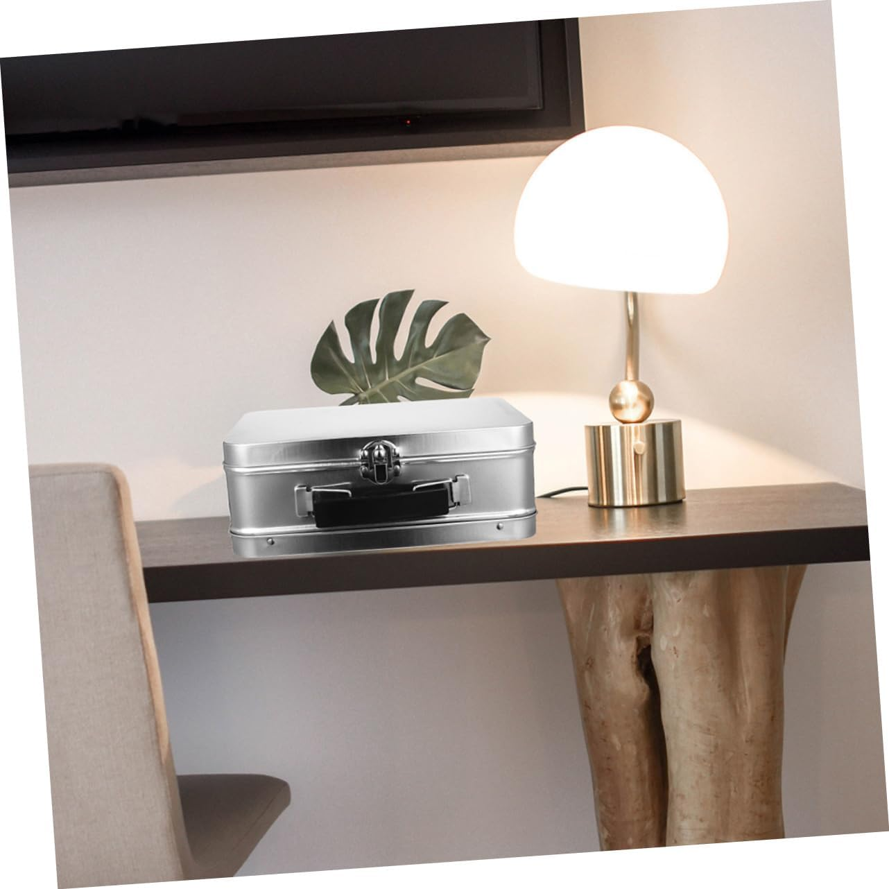2Pcs Tinplate Storage Case Lockable Document Box Tinplate Organizer Box Container for Desktop Desk image number 5