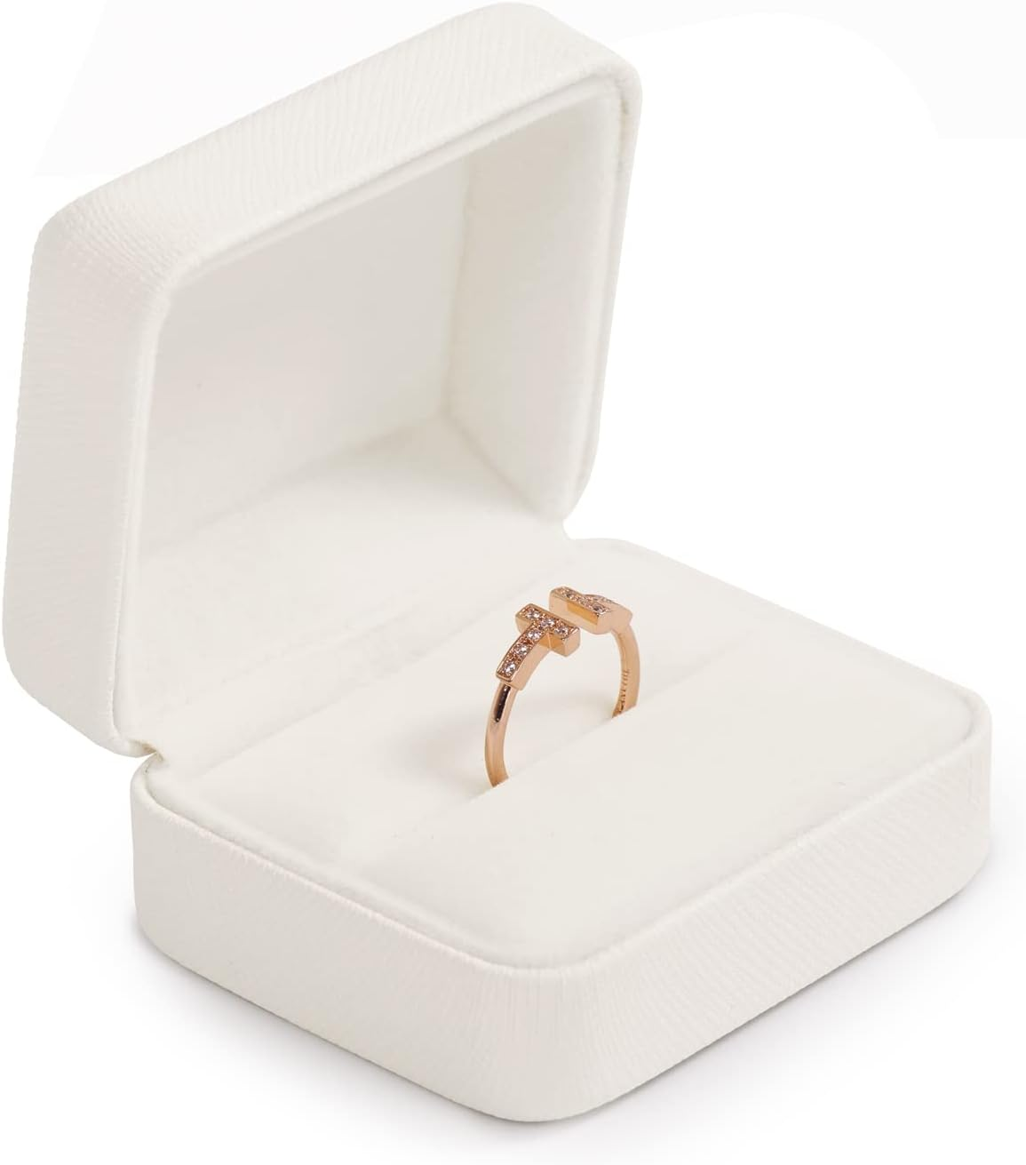 Engagement Ring Box White Ring Box for Proposal,Engagement,Wedding Ring Gift Box Cute Ring Gift Case Jewelry Box image number 3