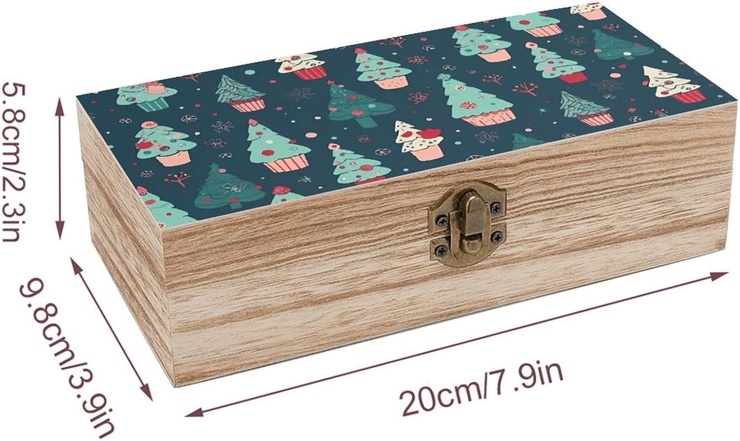 Cupcakes Wooden Box Wood Wedding Keepsake Boxes with Lids Small Decorative Boxes Lightweight Wooden Memory Storage Box for Crafts Keepsakes Jewelry Photo Letter Storage image number 5