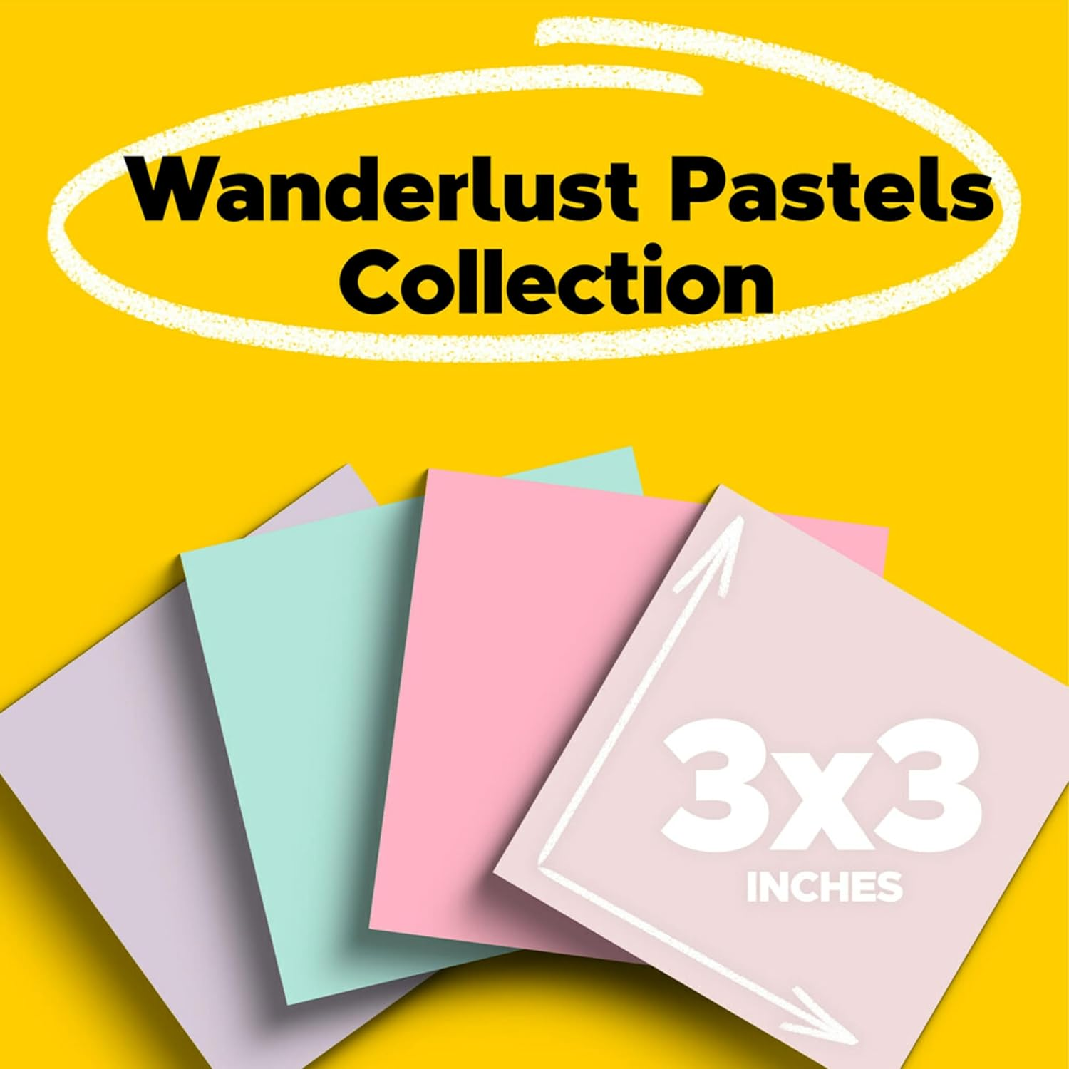 Post-It 100% Recycled Paper Super Sticky Notes, 2X the Sticking Power, 76 Mm X 76 Mm, 24 Pads/Pack, 70 Sheets/Pad, Wanderlust Pastels Collection image number 2