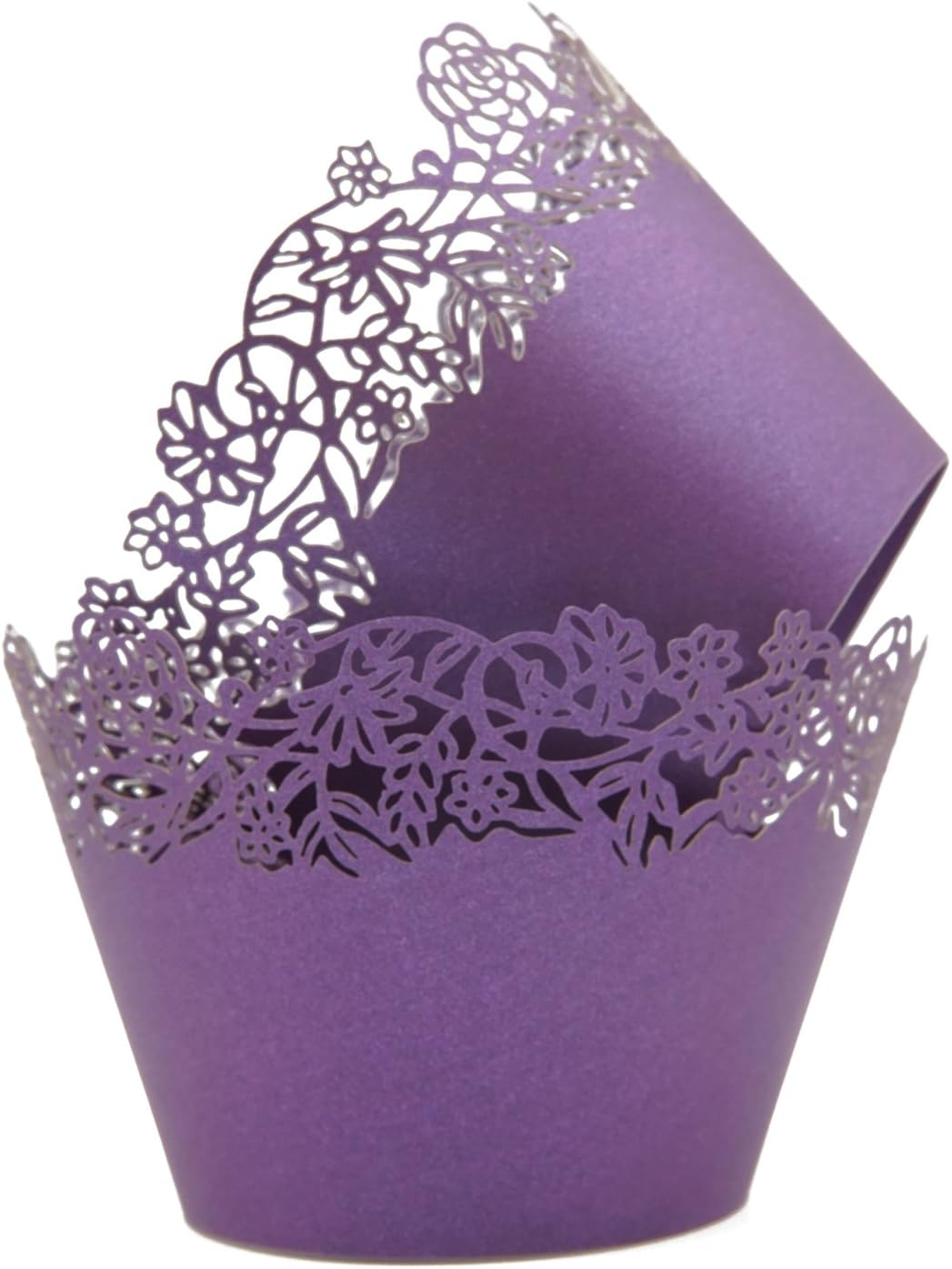 Cupcake Wrappers Pack of 50 Deep Blue Filigree Artistic Bake Cake Paper Cups Little Vine Lace Laser Cut Liner Baking Cup Muffin Case Trays for Wedding Party Birthday Decoration -By KEIVA (Deep Blue)