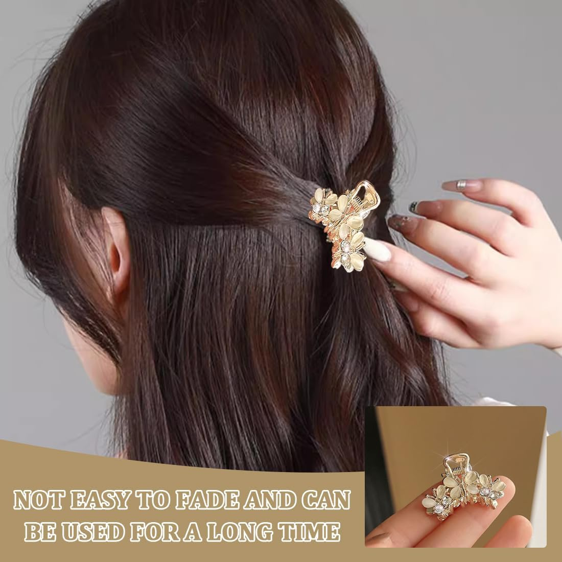 Small Hair Clips, Pack of 5 Metal Mini Hair Clips, Small, Crystals Small Hair Clips, Non-Slip Hair Clip, Small, Hair Accessories for Women and Girls (B)