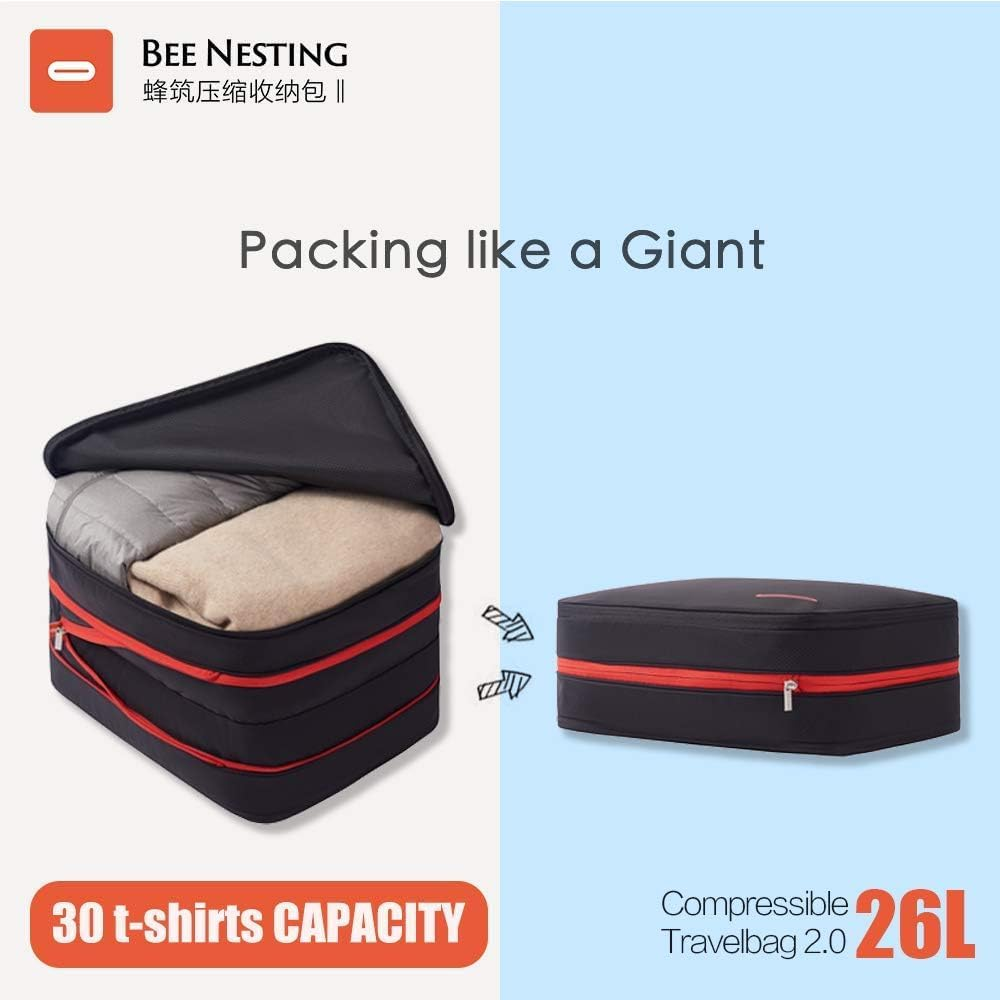 Bee Nesting Waterproof Compression Packing Cubes 5 Sets, Large Travel Packing Organizers for Carry on Luggage, 2 Sides Expandable Storage Bags for Backpacking, Suitcases image number 7