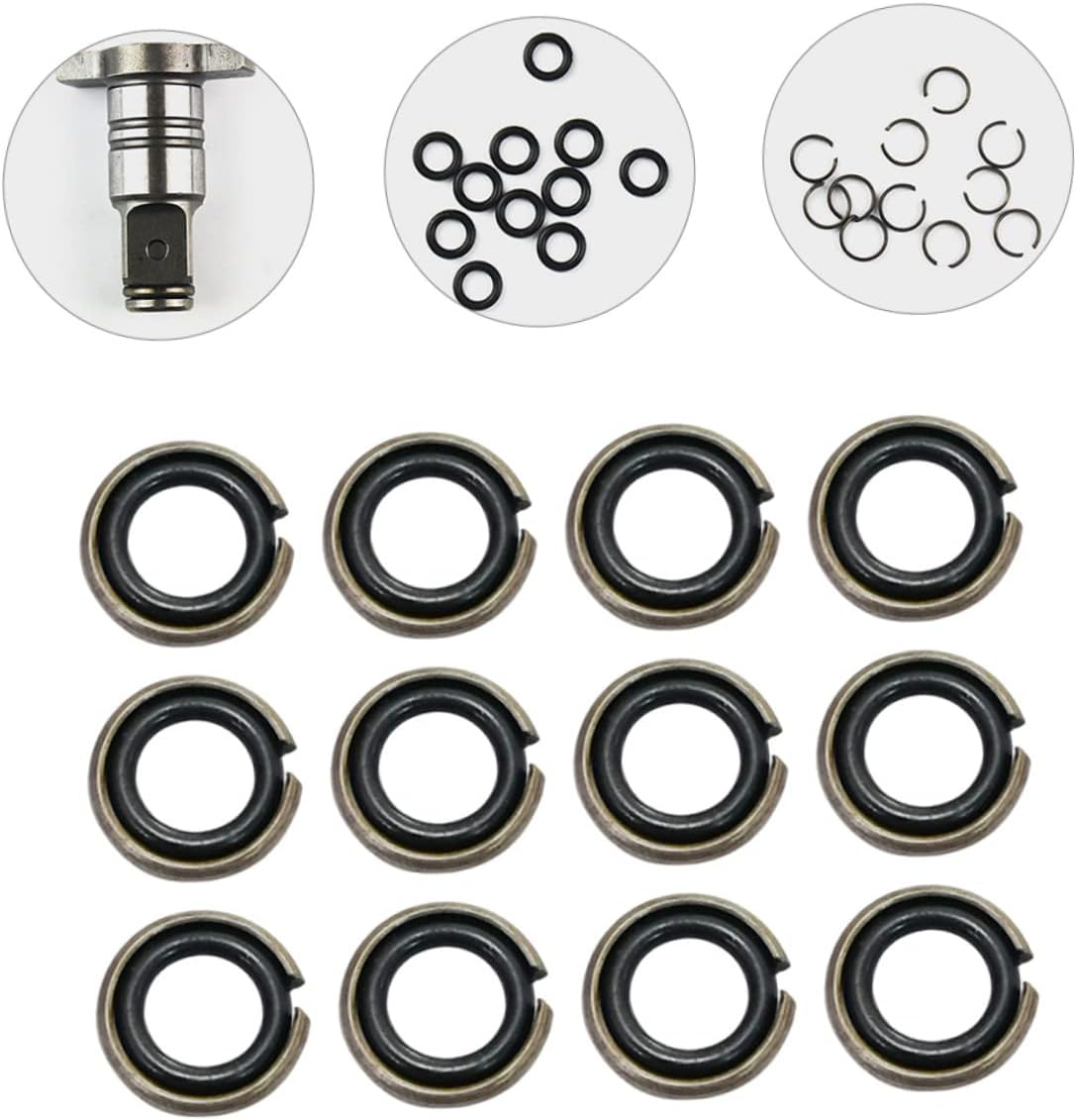 IWOWHERO Impact Wrench Retaining Ring with O-Ring Kit 12 Sets Power Tool Socket Retainer Rings for Electric Impact Wrenches Sturdy Rubber Seals for Automotive Repair image number 1