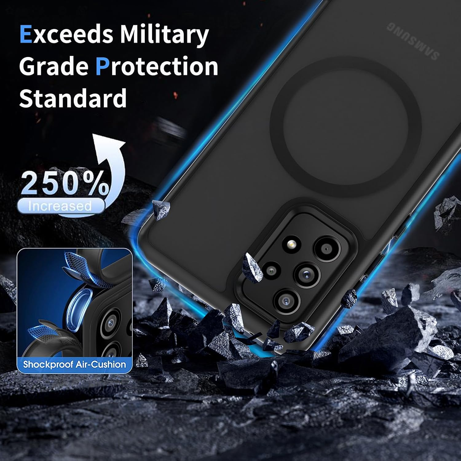 AOMYKE Magnetic Case for Samsung Galaxy A52 / A52S 5G Mobile Phone Case for Samsung Galaxy A52 / A52S 5G Compatible with Magsafe Translucent Matte Anti-Fingerprint PC Back + TPU Bumper - Black image number 3