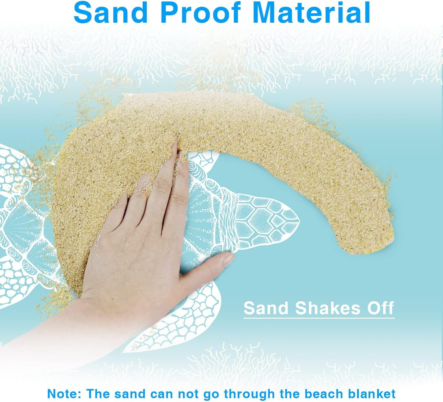 Beach Blanket Sandproof Large Beach Mat 4-6 Adults Oversized Lightweight Sand Free Beach Mat Waterproof Beach Blanket Portable Camping Blankets for Travel, Camping, Hiking (Sky Blue, 200 * 200Cm) image number 6