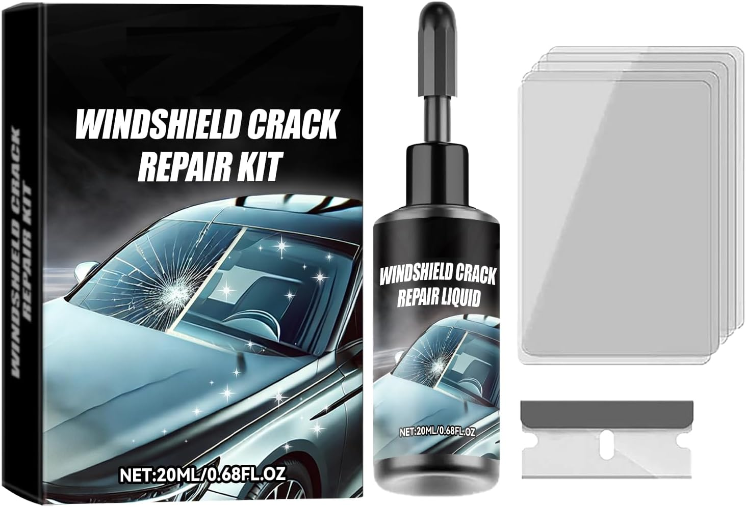 POKITA X Windshield Repair Kit &ndash; Glass Repair Kit for Cracks, Scratches & Star-Shaped Cracks, Professional General Car Windscreen Repair Tool image number 2
