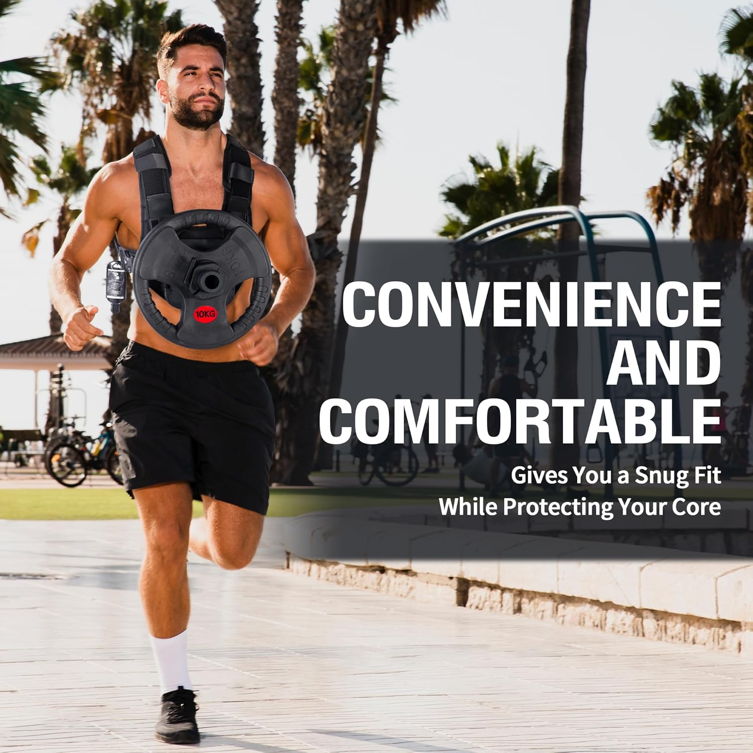 IRONPULSE | Gilet Lest&eacute; Muscle Kit, Crossfit, Running - Compatible Poids Standard Diameter 50 Mm - 80 Kg Max - 2 Necklaces Stop Disque & Magn&eacute;sie Liquide Inclus image number 2