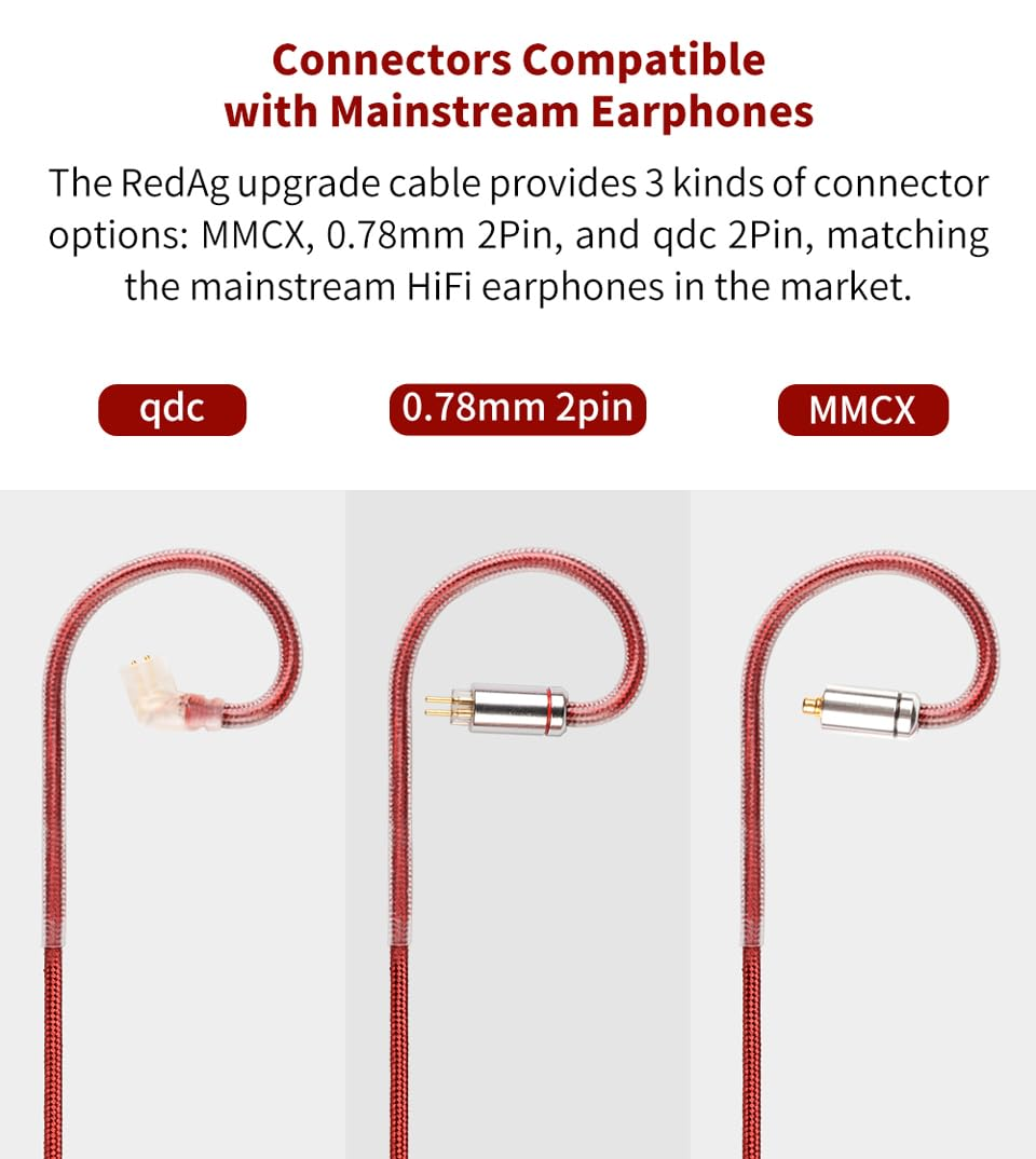 NICEHCK Redag in Ear Monitor Cable, 4N Pure Silver IEM Earphone Upgrade Cable, High Conductivity Copper Hifi Replacement Iems Audio Cord (3.5Mm 0.78Mm 2Pin) image number 3