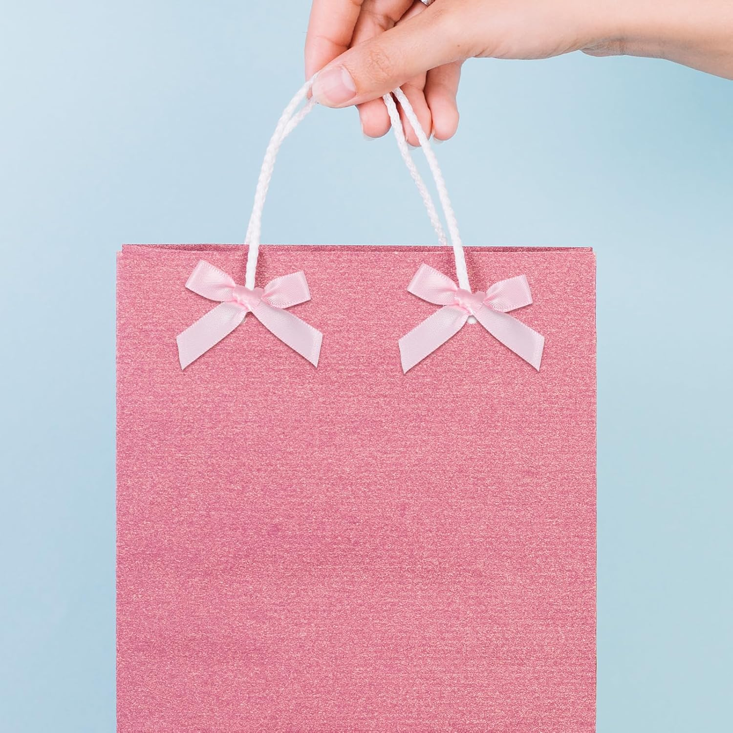 Classicseali Pack of 60 Mini Bows Hair Clips, Pink Ribbon with Clip, Pink Mini Bow Hairpin, Cute Bow Clips Accessories for DIY Styling Hair, Gifts, Bakery, Candy Bags image number 5