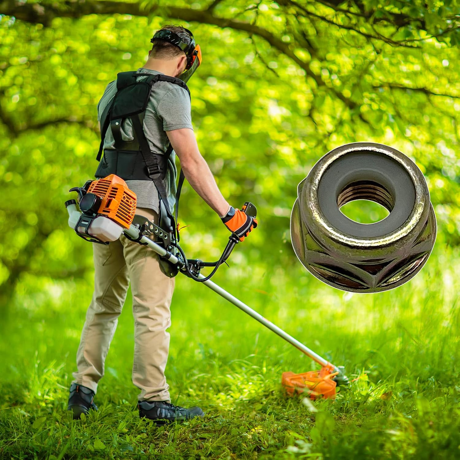 Universal Left Hand Thread Blade Nut M10 X 1.25 Replacement for String Trimmer Brush Cutter Gear Head Blade Case Accessories 4 PCS