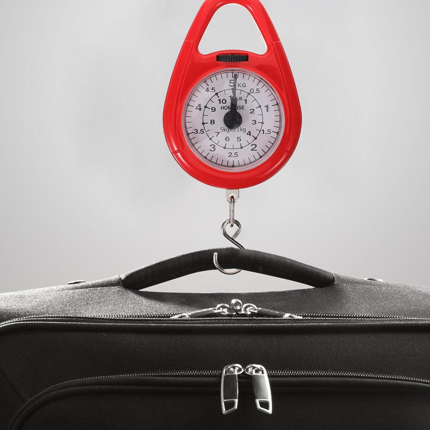 HOMOCONO Mini Spring Scale Portable Mechanical Luggage and Fishing Weighing Tool with Hook Compact Travel Scale for Accurate Weight Measurement Use Red Handheld Steelyard image number 5