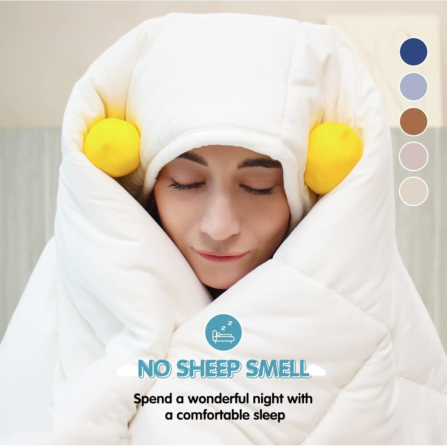 YOUR MOON All Seasons Luxurious Wool Comforter Twin Size, Premium Wool Filled Comforter, 100% Natural Australian Wool Duvet Insert, Noiseless Cotton Cover (White) image number 1