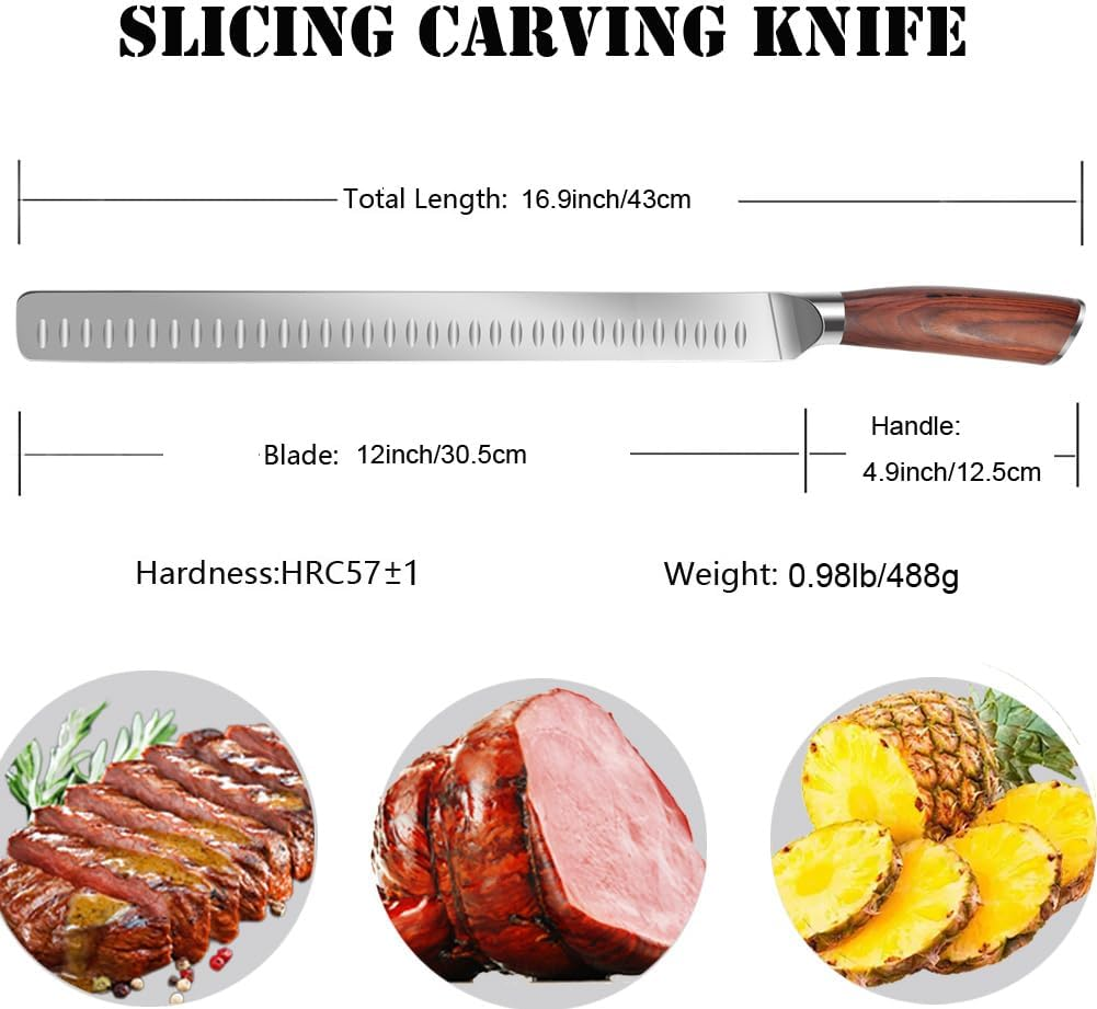 Slicing Carving Knife 12 Inch Brisket Knife Camel Meat Outdoor Kitchen Knife Chef Knives Multipurpose Grilling Camping Cooking Knife BBQ Tool image number 1