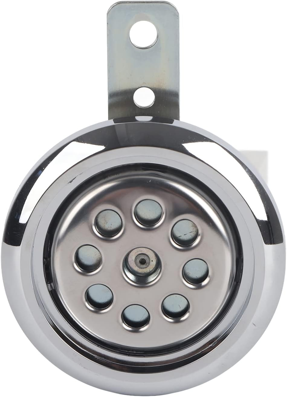 Universial Motorcycle Horn, Motorcycle Waterproof Horns Loud Kit Waterproof round Super Loud Horn Speakers 105Db Loud 12V 85Mm with Chrome Cover Accessories image number 2