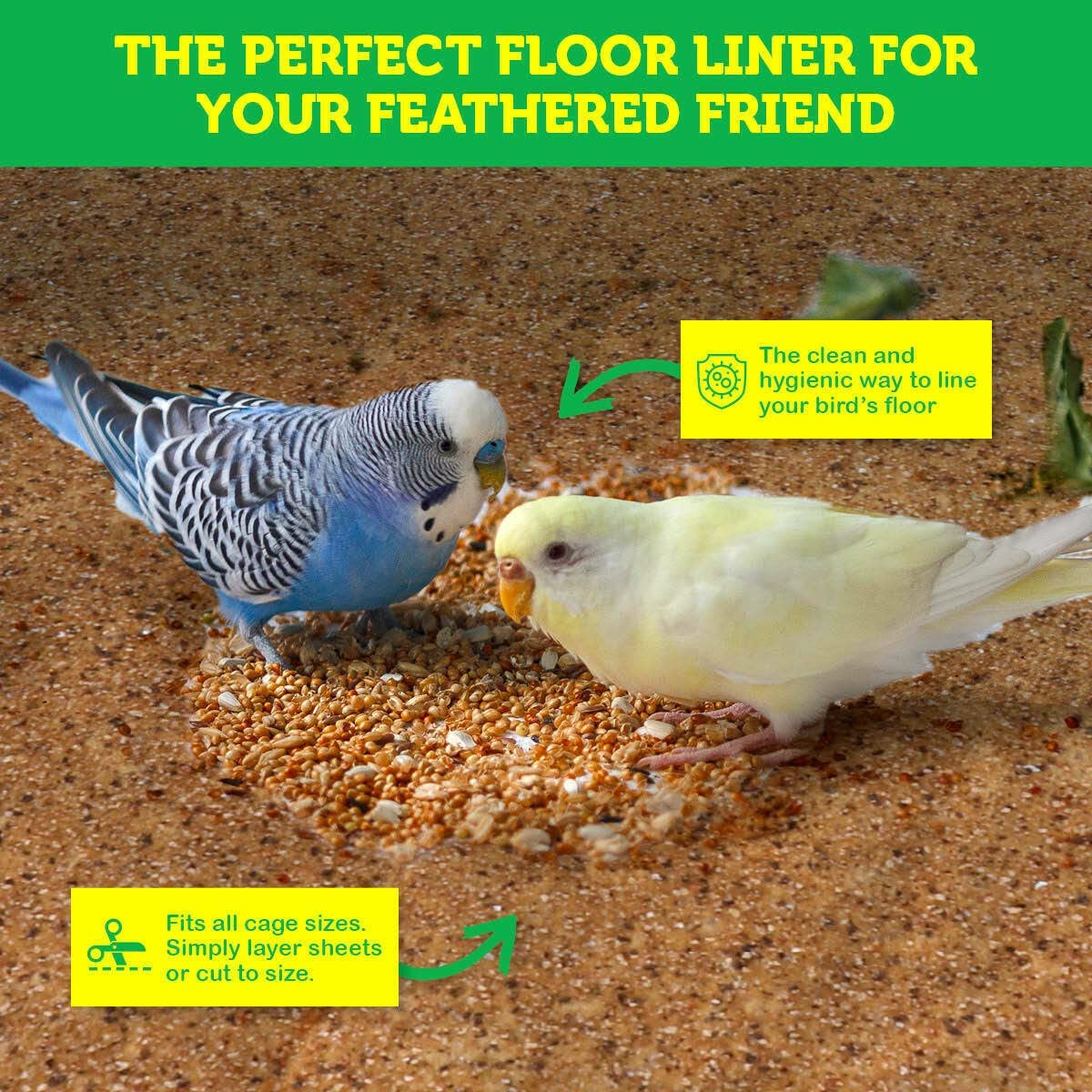 [25PCE] Pet Basic Cage Liner Sheets for Trimm & Shap down Claws Beak Naturally - 25Pce, 43X28Cm, Free from Mess, Enriched with Calcium, No Risk, Perfect for Pet Birds image number 3