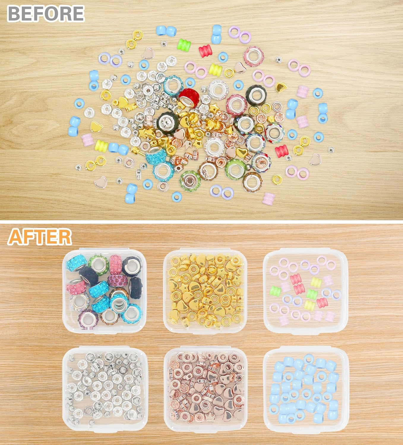 YBVABE 24Pack Plastic Beads Storage Containers Compact 4.5X4.5X2Cm - Versatile Organizer for Jewelry, Hardware, Beads, Earplugs - Durable, Hinged Lid, Transparent Design image number 4