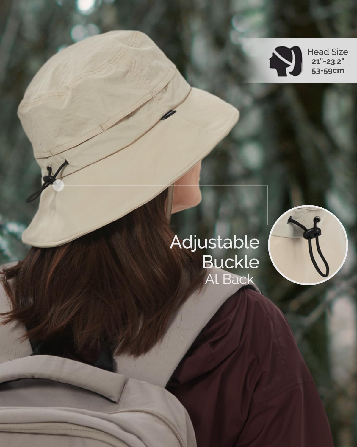 Creekstone Bucket Hat Waterproof Rain Hat for Women Men Sun Hats UPF50+ Packable Summer Hat Hiking Travel Floppy Sun Hat image number 6