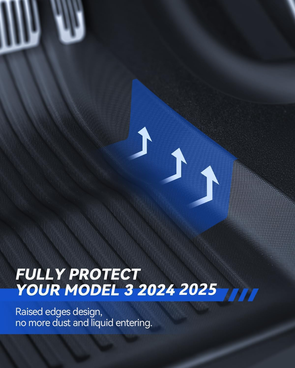VINBY Floor Mats Made for Tesla Model 3 2024 2025, Original 3D All-Weather Anti-Slip Waterproof Full Coverage Floor Pad Set, Suitable for Tesla Model 3 Highland Accessories 2024-2025,Black image number 4