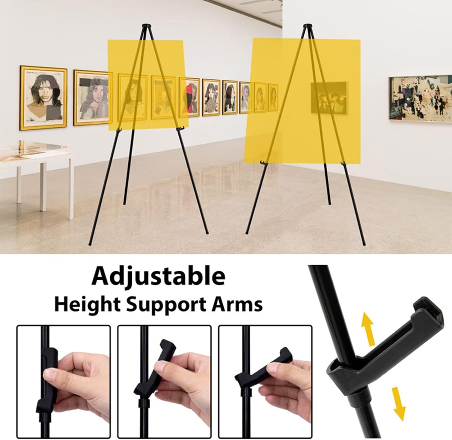 Easel Stand, Instant Floor Poster, Lightweight, 63'' Foldable Artist Easel for Wedding Banner, Painting Canvas, Poster, Adjustable Metal Easel with Portable Bag image number 2