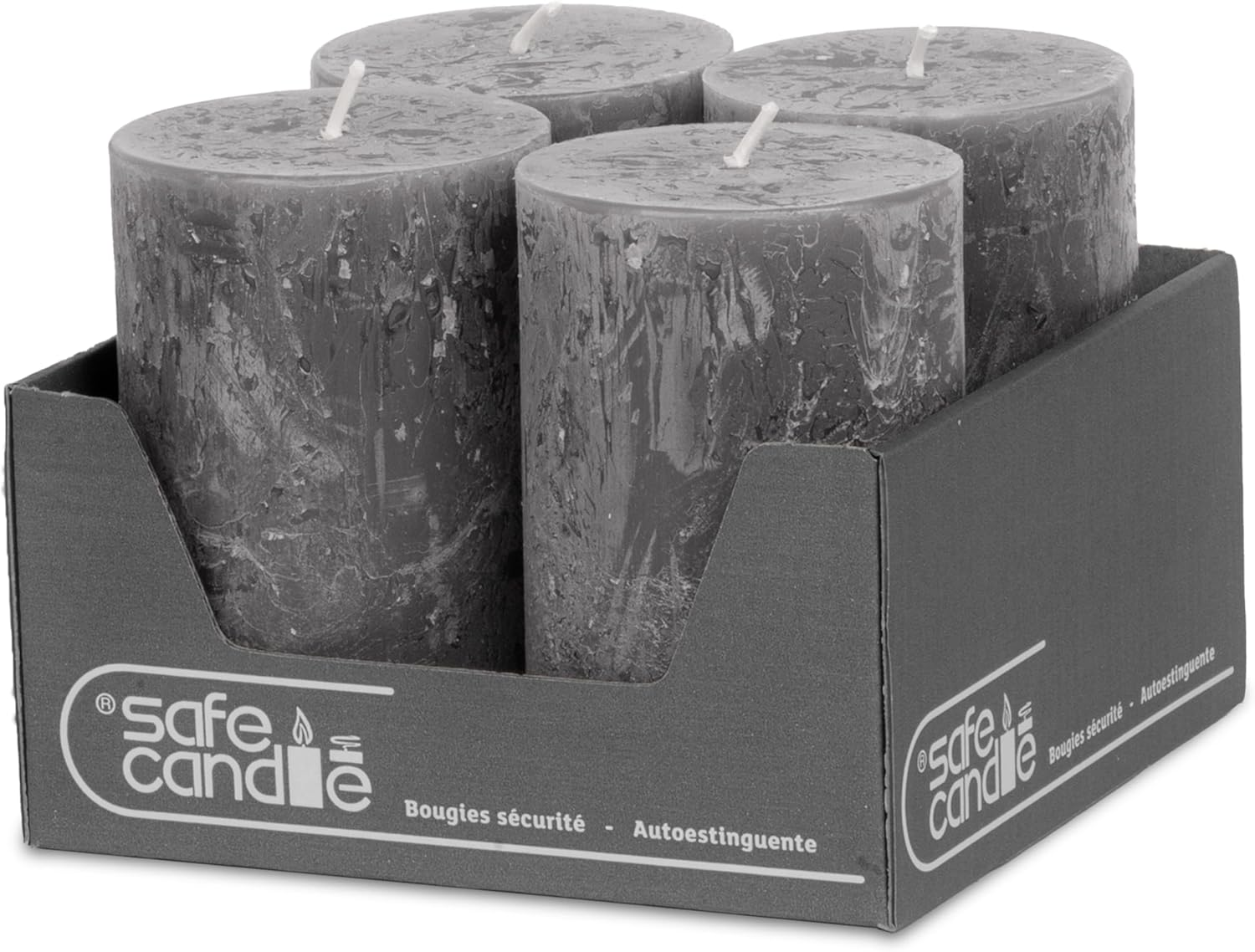 Decolite Pillar Candles Rustic Set of 4 110 X 70 Mm | Self-Extinguishing Safe Candle | Coloured RAL Certified | Burning Time Approx. 51 Hours | Made in Germany | Rustic Decorative Candles by Decolite