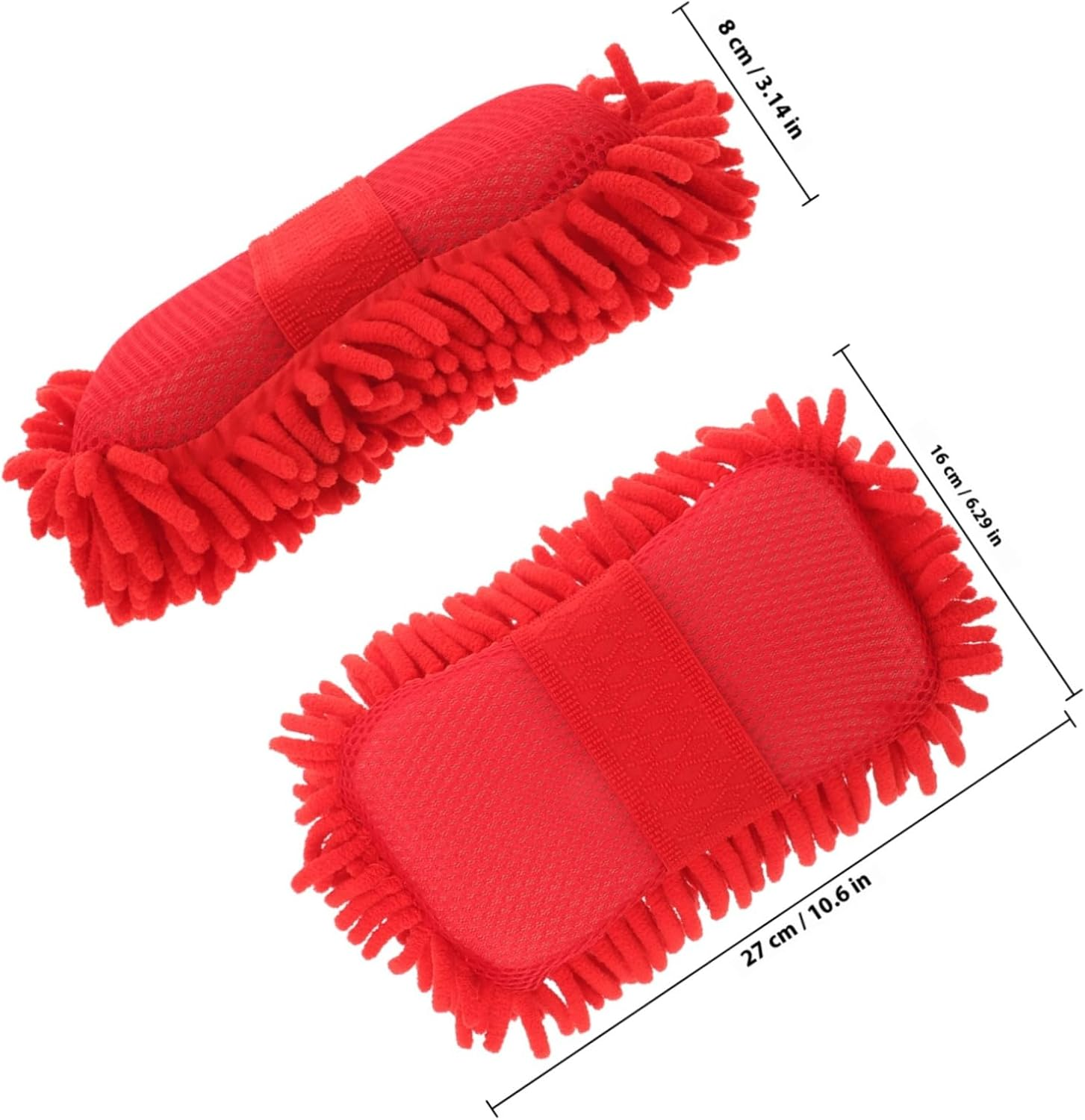 INOOMP Car Wash Mitts Microfiber Washing Mitts Red Absorbent Sponge 80G Car Cleaning Supplies Vehicle Detailing Tool for Automotive Exterior Care