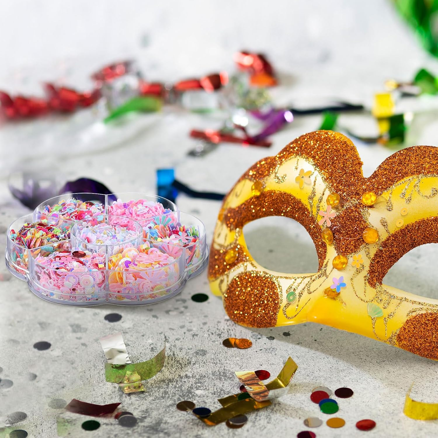 WRITWAA Iridiscent Sparkly Craft Sequins for Embroidery and DIY Nail Art, Assorted Irregular Shapes and Colors, 2-Box Set Decorative Sequins for Clothing and Kids&rsquo; Crafts image number 3