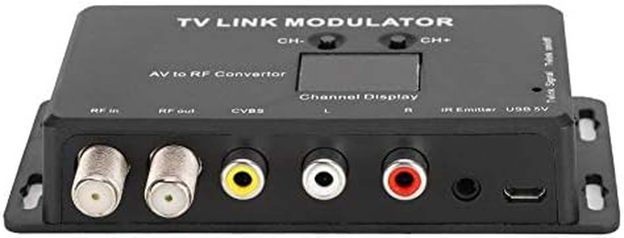 RF Modulator, UHF TV Link Modulator IR Extender AV to RF Converter Channel Display Adjustable Audio and Video image number 4