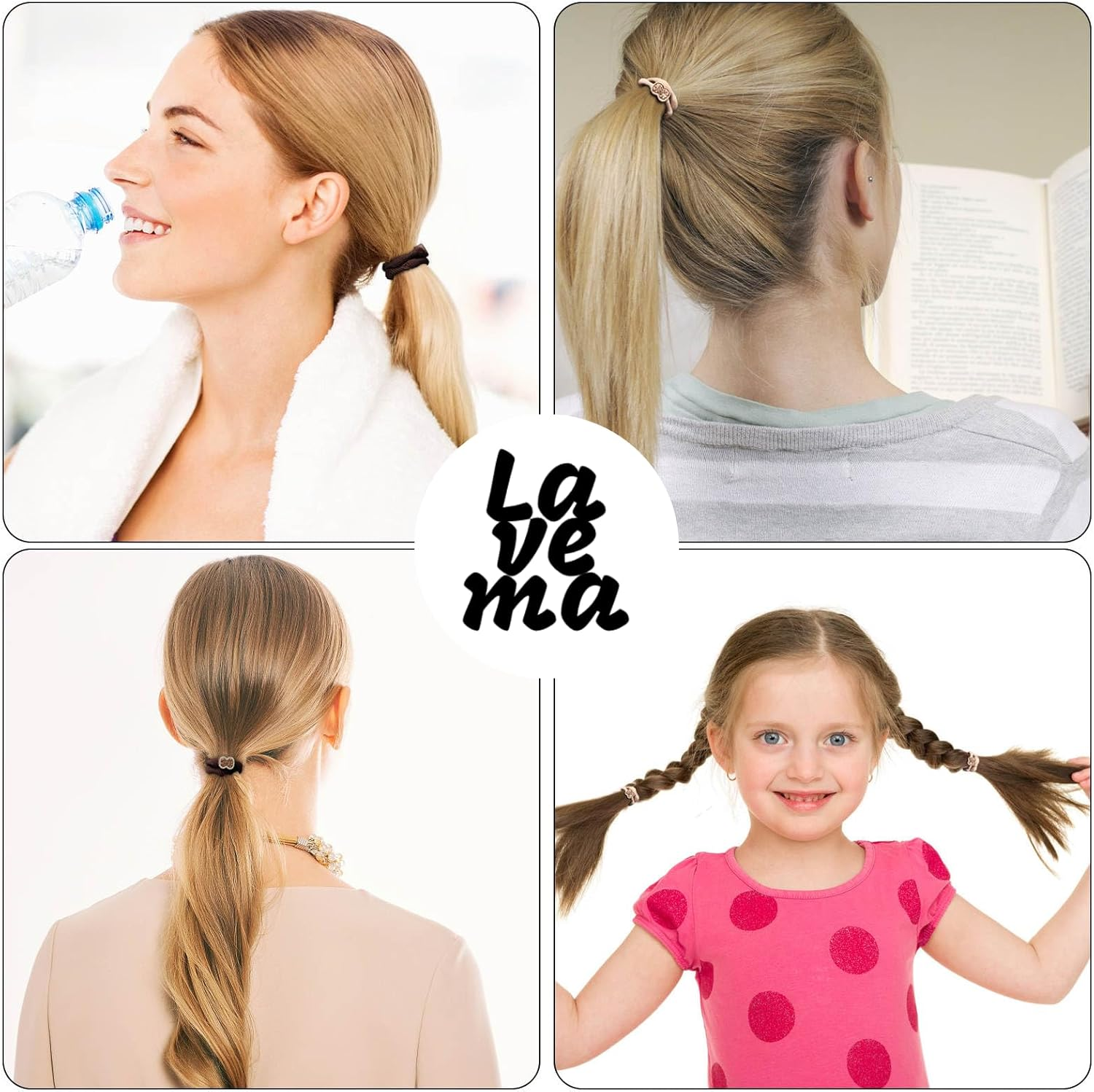 Lavema Hair Bobbles with Diamond, Pack of 20 in 5 Colours, Hair Bands for Girls and Women, 5.5 Cm, Elegant, Comfortable for Everyday Use image number 6