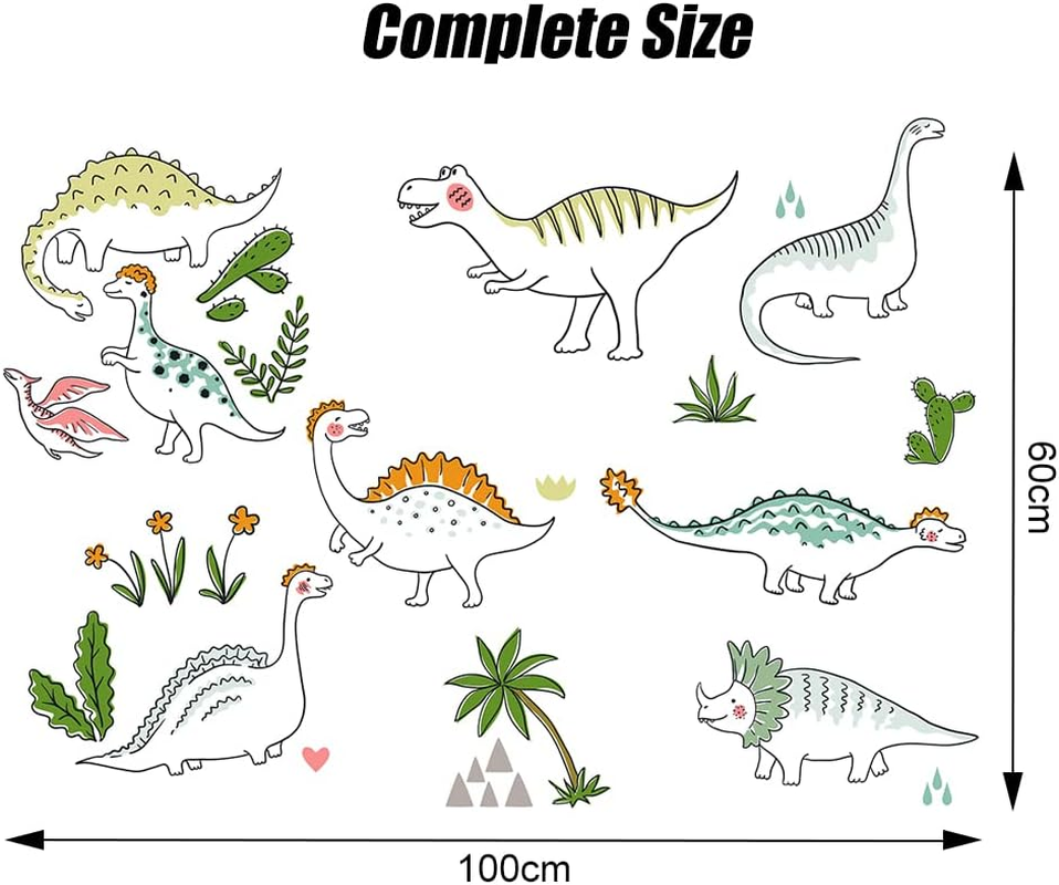 Cartoon Dinosaur Wall Decals, Colourful Dinosaur Stickers, Cute Dinosaur Decor, Colourful Wall Stickers for Kids Room, Nursery Decor, Playroom Decor (Type A) (Type A) image number 1