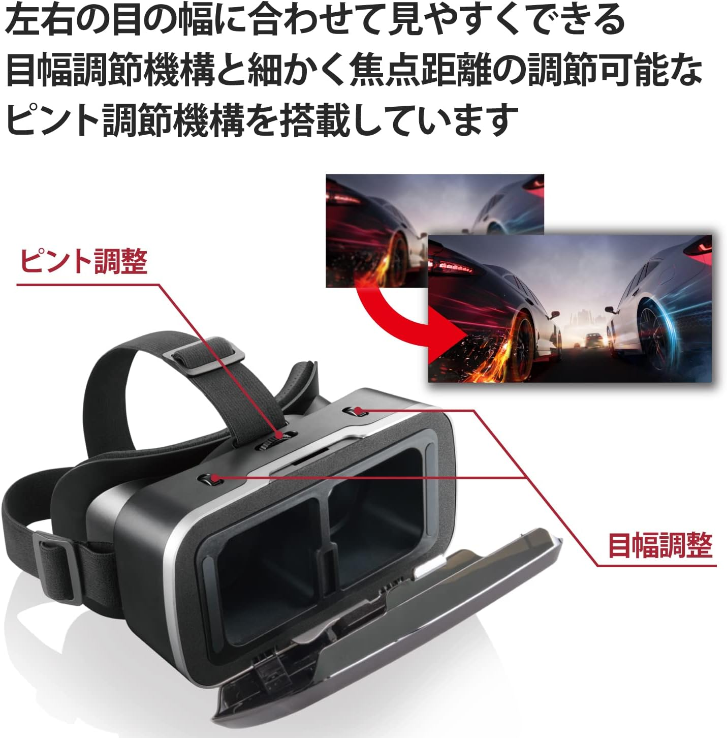 Elecom VRG-M02RBK VR Goggles, Smartphone Compatible, Standard Type, Remote Control Set, Black