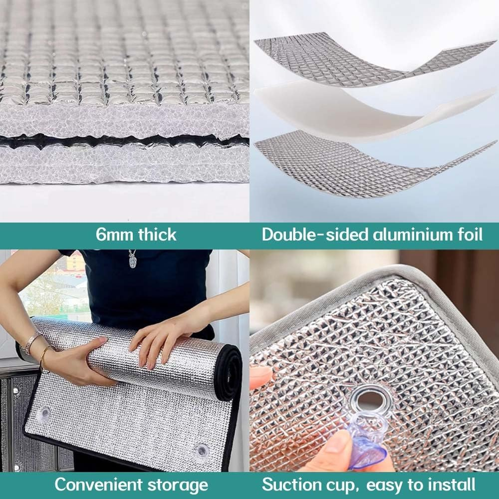 Thermal Insulation Reflective Film, with Suction Cup, Window Heat Reflector, for Home Office Garage Sunroom, Can Be Customized(Gray,140X100Cm/55.1X39.4In) image number 6