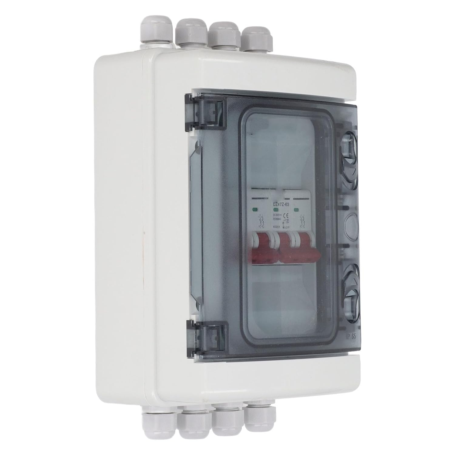 Miniature DC Switch Box, IP65 Waterproof 2 in 2 Output 500V UV Resistant Solar Photovoltaic Switch Box for RV (63A) image number 3