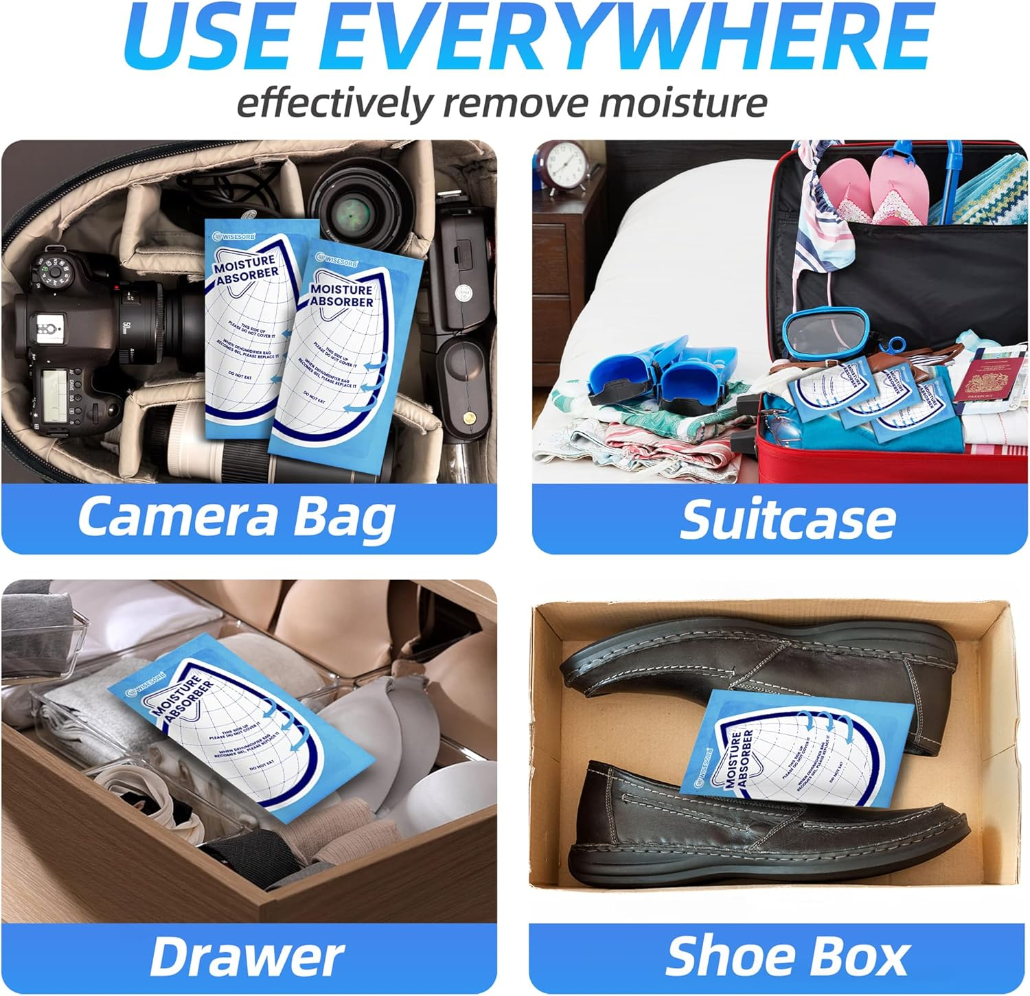 Wisesorb 25 Gram Moisture Absorbers, 20 Packs Dehumidifier Bags for Bathrooms, Basements, Rvs, Humidity Packets for Closet image number 5