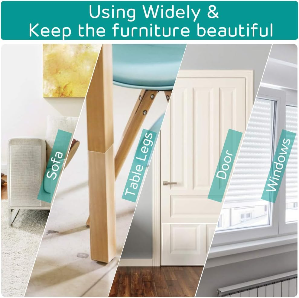 Ejoyous Cat Scratch Protection Self-Adhesive Scratch Protection Film for Sofa Furniture Sofa Scratch Protection Pad with 40 Pads Nails for Cat Lovers and Furniture Owners 4 Pieces M/L Code image number 5