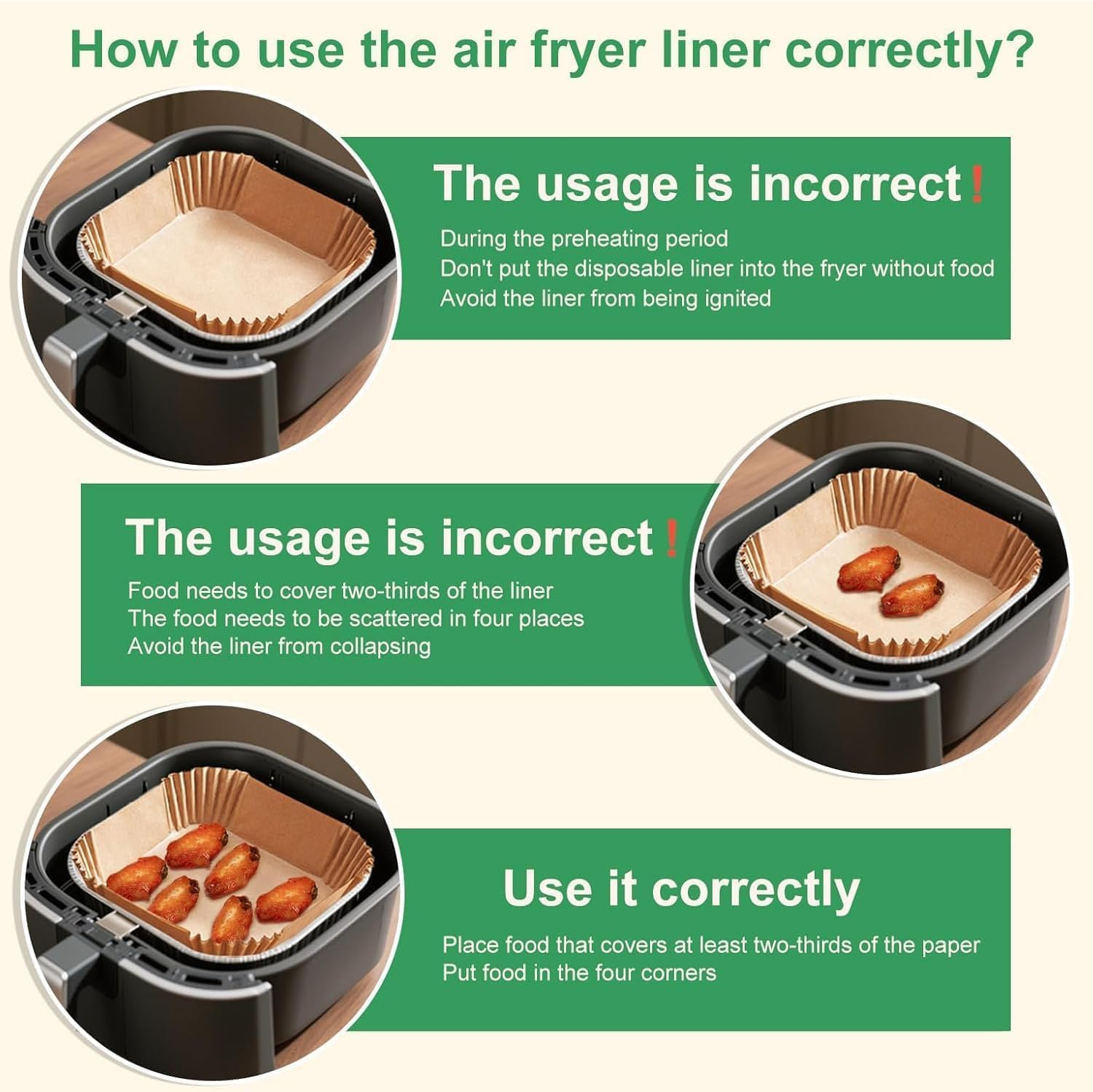 250 Pcs Air Fryer Liners Square 20-25 Cm Disposable Air Fryer Paper for 5&ndash;8 Litre Airfryers, Non-Stick Adjustable Fit for Philips, Ninja, Tefal, Oven & Microwave Oil Free Cooking - 5-8 Inch image number 2