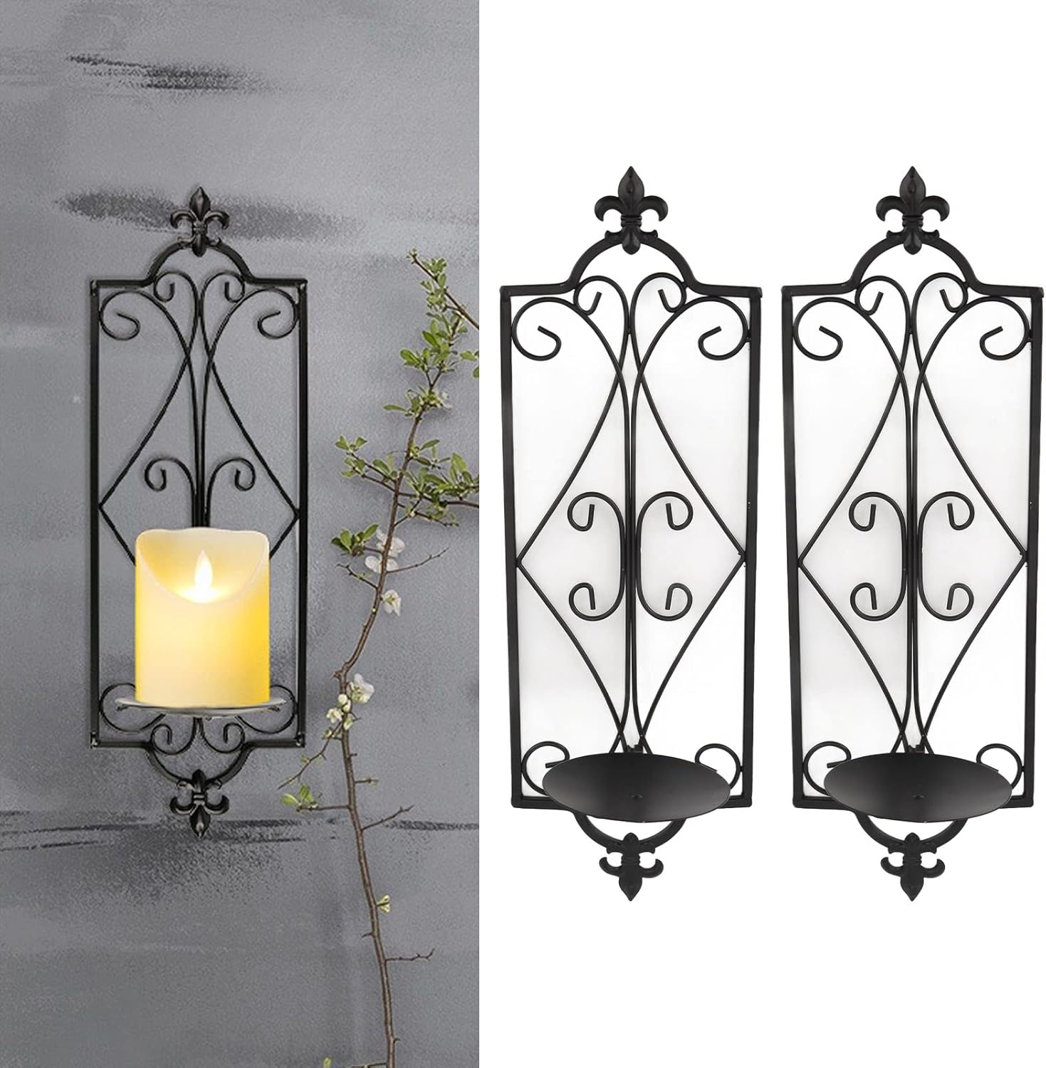 2Pcs Wall Sconce Candle Holder, Elegant Wall Decoration, and Strong Wall Sconce Candle Holder, for Bedroom, Bathroom, Dining Room image number 3