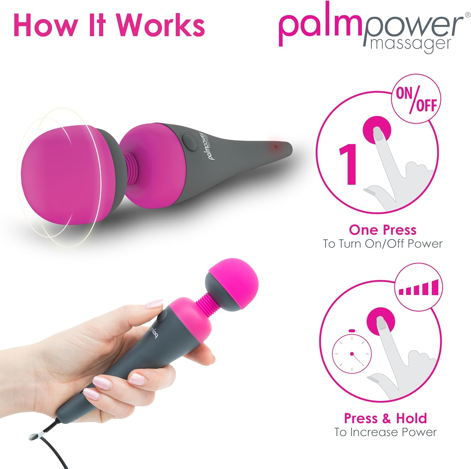 Palmpower Massage Wand, Pink