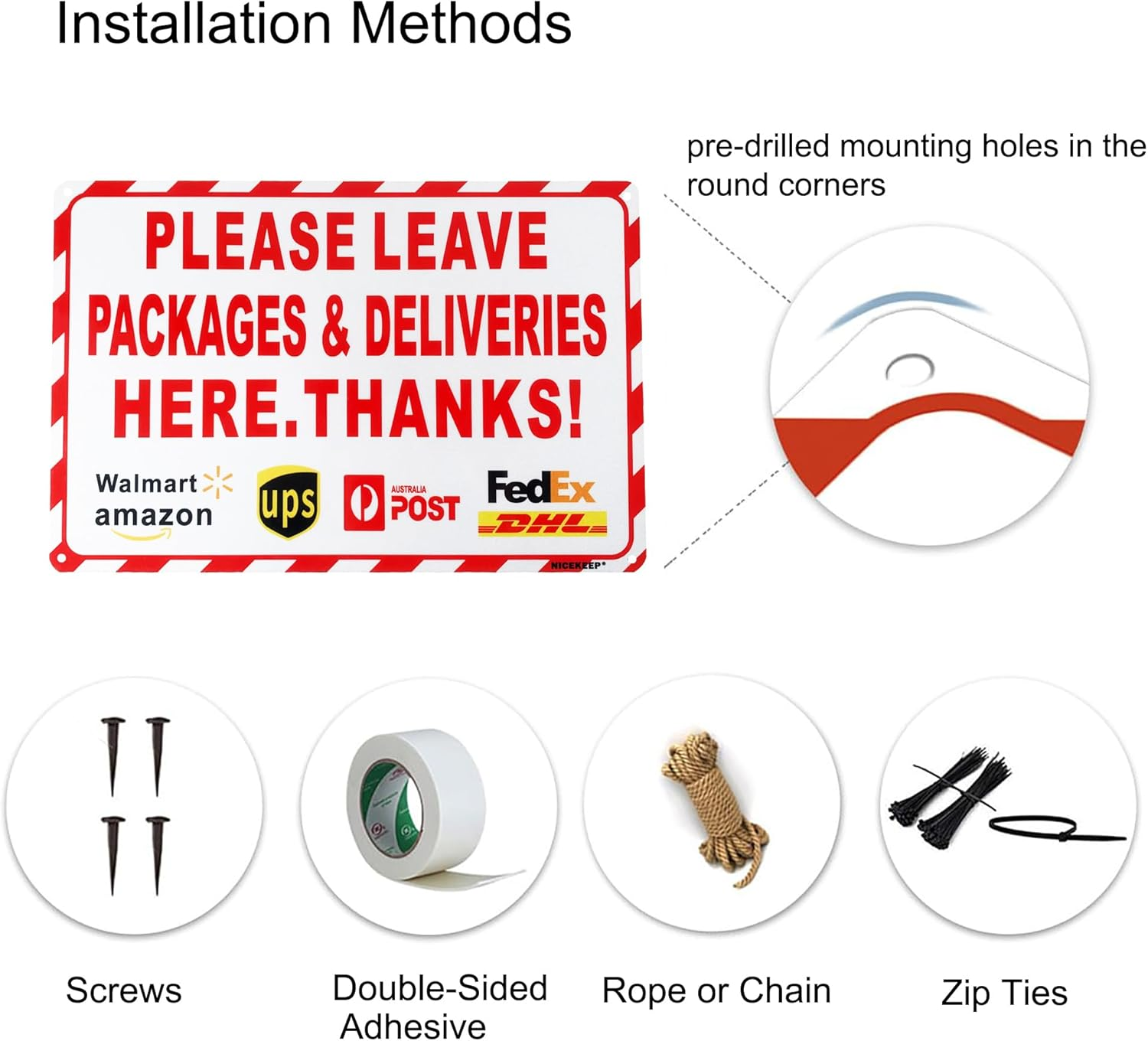 Nicekeep Package Delivery Sign for Outdoor Use - Please Leave Packages & Deliveries Here Thanks - 8X12 Inch Delivery Signs for Package - Colorful Please Leave Package In Box image number 6