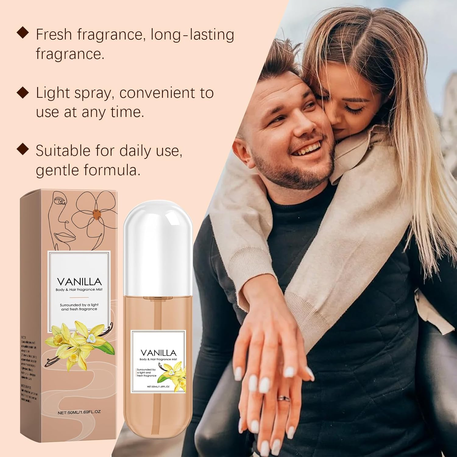 Vanilla Skin Perfume Skin Body Mist, Vanilla Perfume Spray for Hair and Body, Body and Hair Fragrance Spray, Fragrance Sprays for Women, Long-Lasting Light Fragrances for Hairs and Skin Care (3Pcs) image number 4