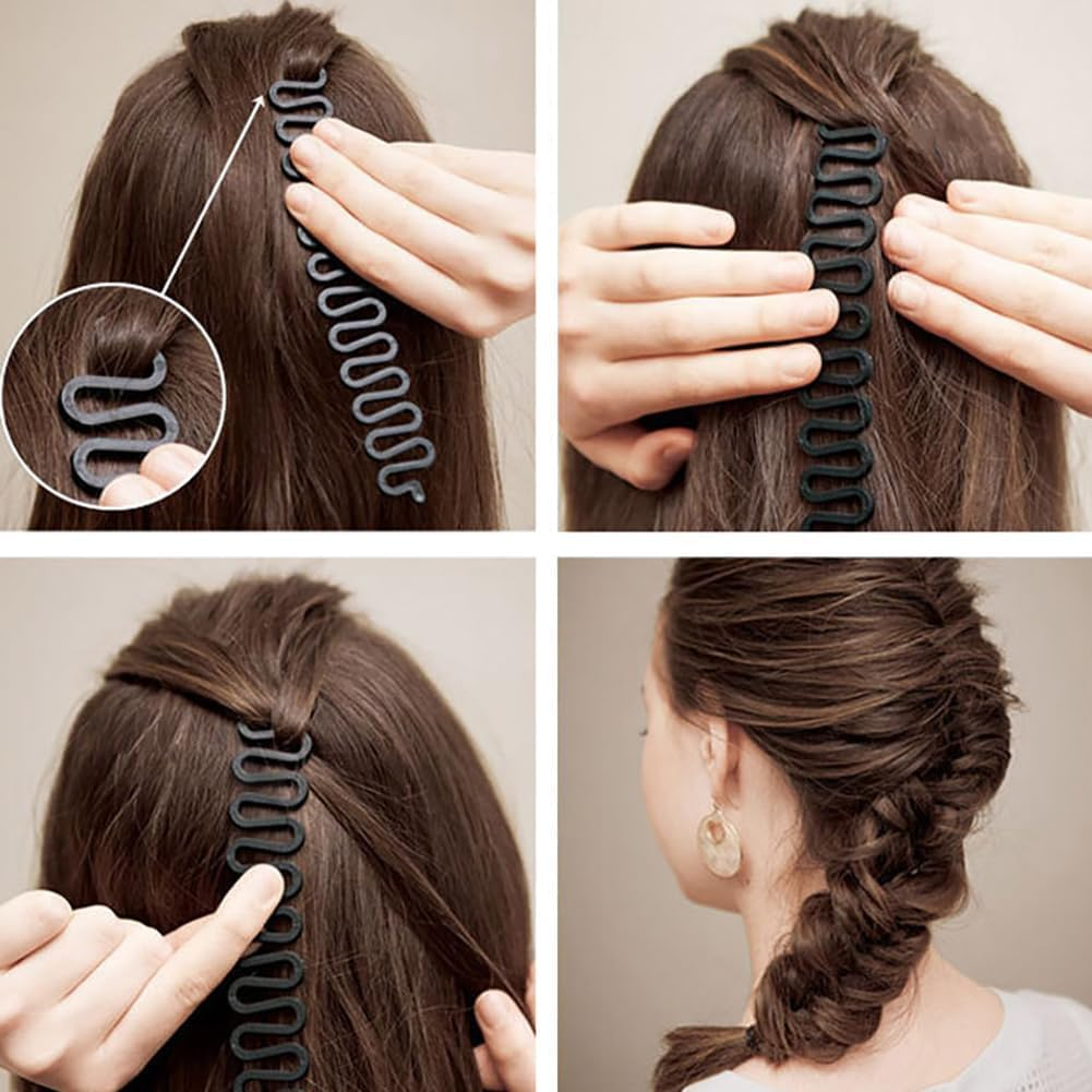 Plastic Fishbone Wave Hair Braid Tool, 12Pcs Fishbone Hair Plaiting Tool French Hair Styling Clip DIY Hair Braiding Tool,Fish Bone Hair Braiding French Braiding Tool,Fishbone Wave Hair Braiding Tool image number 4