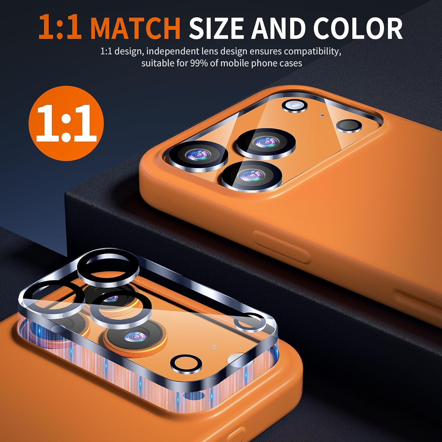 Diruite 3 Pieces Camera Lens Protector for Iphone 17 Pro Camera Protector,Hd anti Scratch Tempered Glass&Aluminum Frame Lens Cover,Black Circle