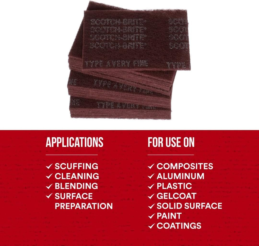 3M 07447 Scotch-Brite Maroon General Purpose Hand Pad,20 Pack image number 4