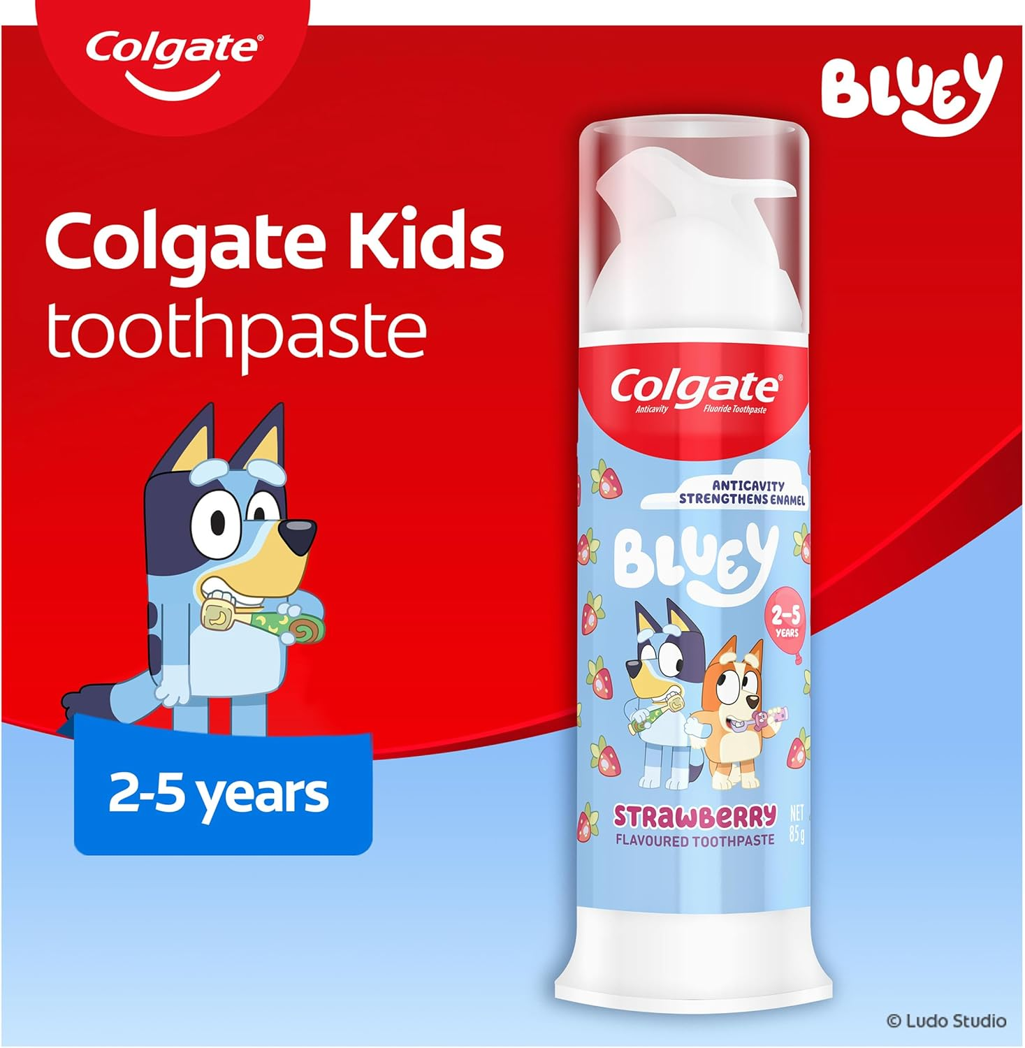 Colgate Kids Bluey Strawberry Pump Toothpaste, 85G image number 5