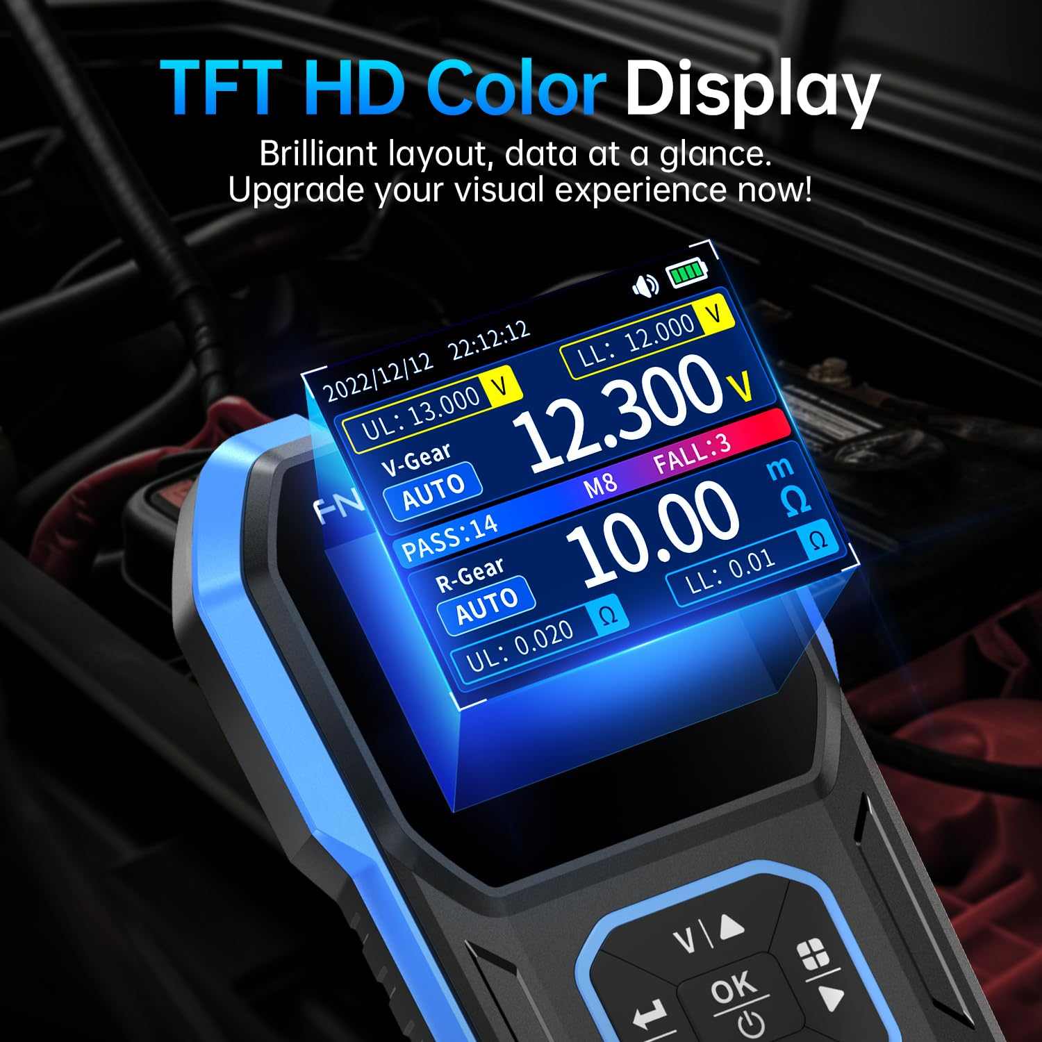 FNIRSI HRM-10 Voltage Internal Resistance Battery Tester, Milliohmmeter 100V 200&Omega;, Car Battery Tester, Battery Checker Tester for All Types of Batteries, AAA AA Battery, Household Battery Analyzer