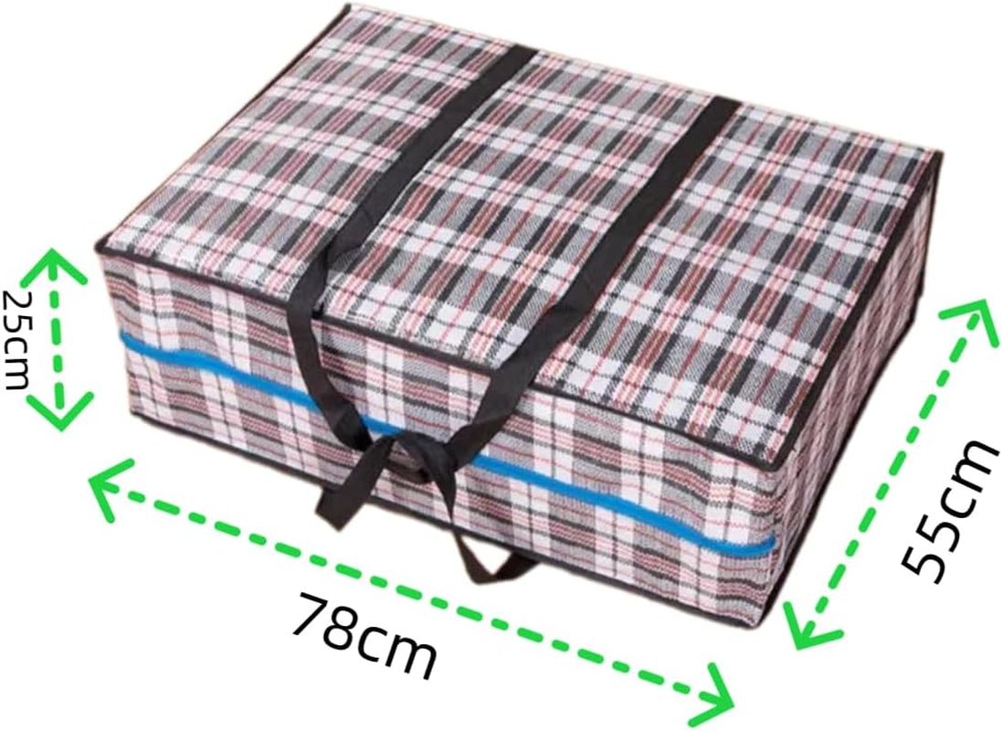 3 Set of Large Heavy Duty Checkered Tote Bags with Zipper and Handles Waterproof Storage Tote Duffle Bag with Zippers for Clothes, Bedding, Comforters, Pillows, Moving image number 2
