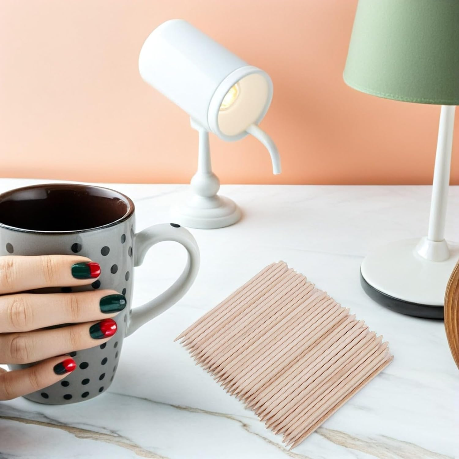 Mikinona 600Pcs Bamboo Double-Ended Nail Art Sticks 114Mm Manicure Pedicure Cuticle Pushers Nail Care Tools for Professional Accessories image number 3