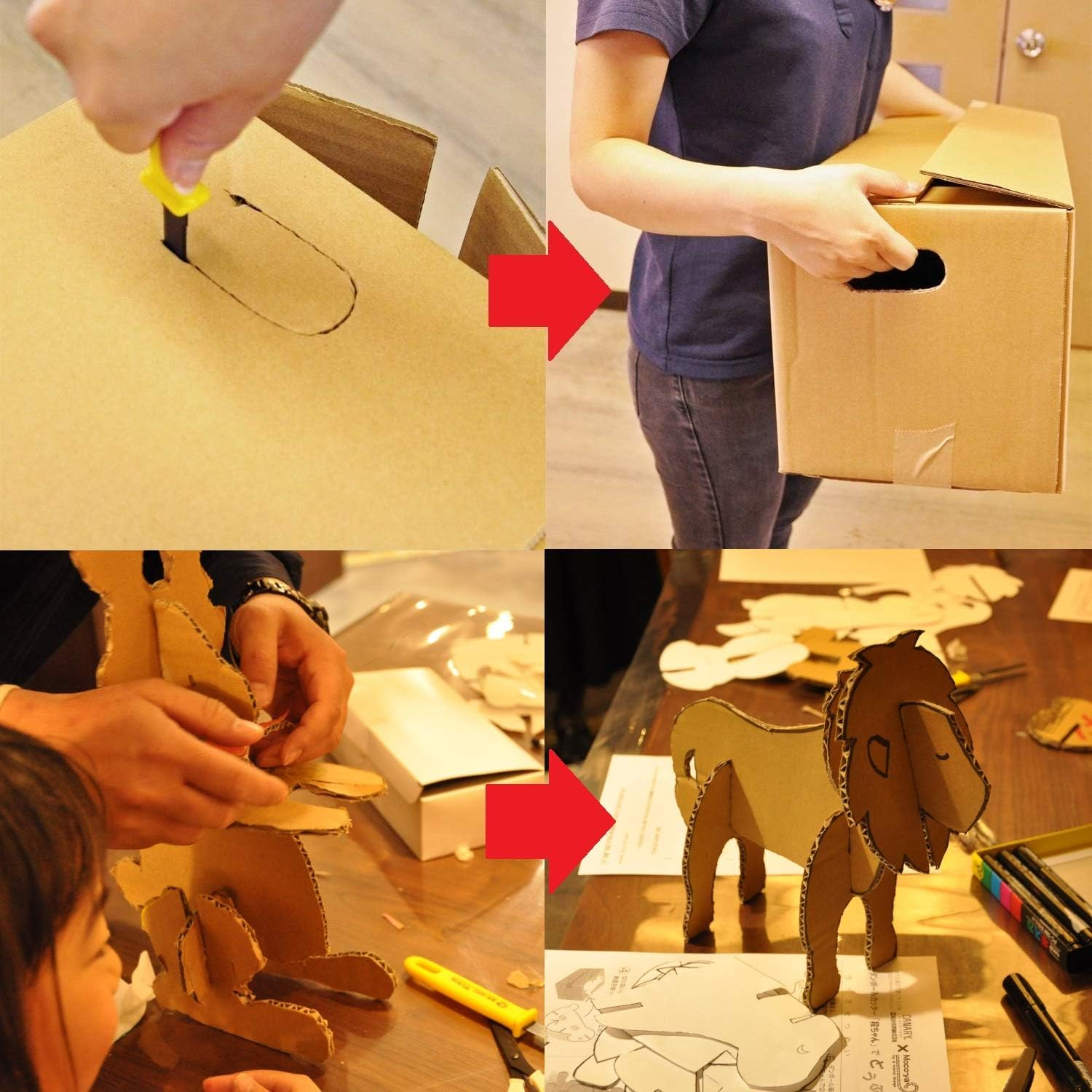 Canary Corrugated Cardboard Cutter Dan Chan 7.5", Safety Box Cutter Knife [Non-Stick Coated Blade], Made in Japan, Yellow (DC-190F-1) image number 4